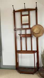 Vintage French bentwood hall coat stand with mirror and umbrella stand