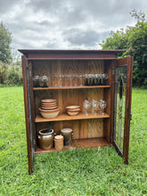 Load image into Gallery viewer, Vintage double door cabinet with lead light and stained glass