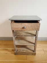 Load image into Gallery viewer, Vintage rustic zinc top console with drawer