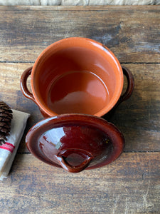 Vintage terracotta pot with lid