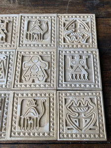 Vintage handmade raw sandstone tiles - set of 9