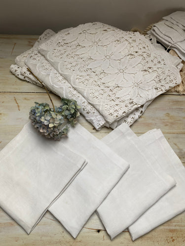 Antique hemp linen dinner napkins