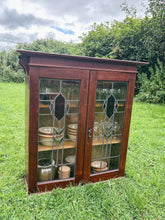 Load image into Gallery viewer, Vintage double door cabinet with lead light and stained glass