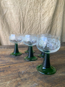 RESERVED- set of 6 Alsatian twist stem glasses