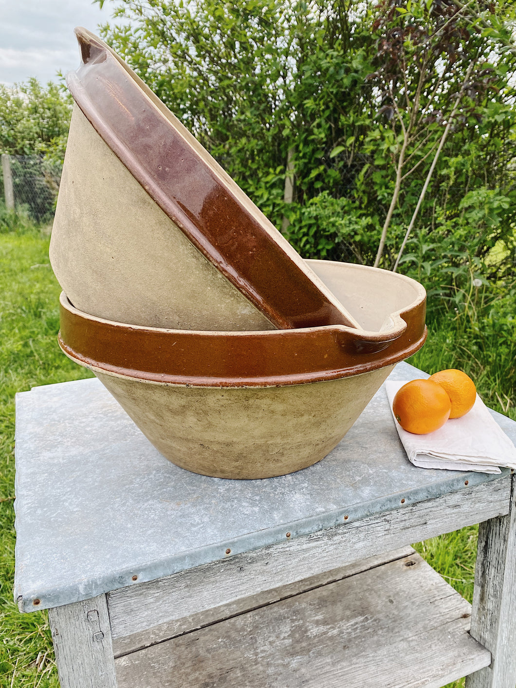 Extra large antique Tian dairy bowl