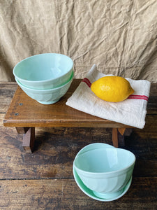 Vintage French Arcopal pastel green breakfast bowls