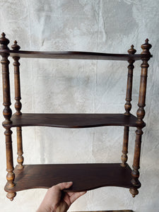 Antique French 19th century turned wood wall shelf