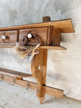 Load image into Gallery viewer, Antique wall shelf with drawers and hooks