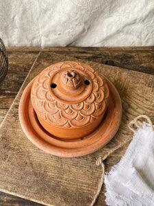 Antique French terracotta butter dish