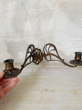 Load image into Gallery viewer, Vintage brass Art Nouveau candle sconce