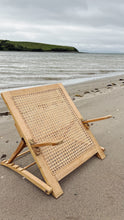 Load image into Gallery viewer, Vintage Rattan Backed Folding Wooden Back Rest