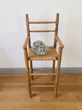 Load image into Gallery viewer, Vintage French high chair in oak and straw seat