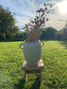 Vintage French very large sandstone urn jar with ear handles