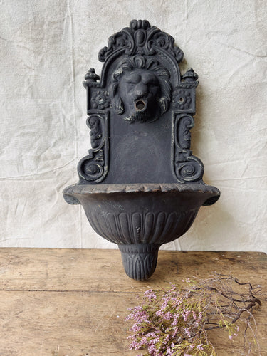 Antique French cast iron lion head fountain garden sink