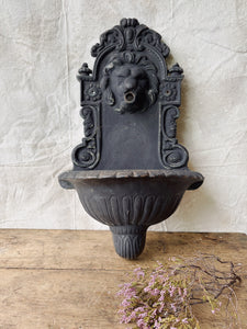 Antique French cast iron lion head fountain garden sink
