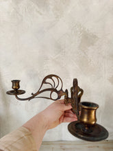 Load image into Gallery viewer, Vintage brass Art Nouveau candle sconce