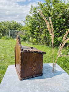 Rustic French hand carved candle box