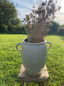 Vintage French very large sandstone urn jar with ear handles