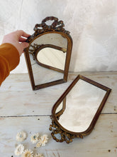 Load image into Gallery viewer, Pair of Gold finished arch mirror with bow detail