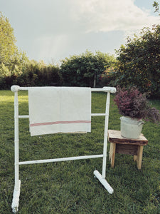 Vintage French painted wood towel stand