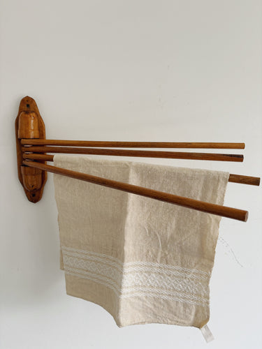 Vintage wall mounted swivel towel rack - 4 dowels
