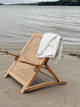 Load image into Gallery viewer, Vintage Rattan Backed Folding Wooden Back Rest