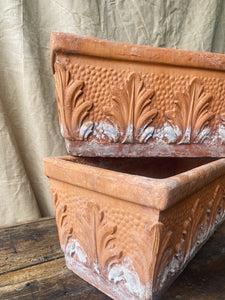 Vintage 1970s Italian terracotta Jardinière window planters, pair