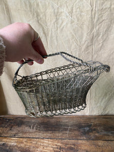 Vintage French wine wire basket