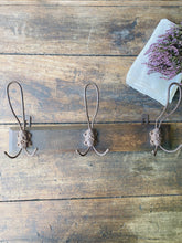 Load image into Gallery viewer, Vintage French hat and coat rack with wire hooks