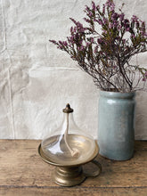 Load image into Gallery viewer, Old brass and glass wick oil lamp