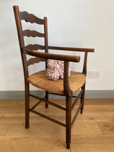 Load image into Gallery viewer, Vintage French ladder back straw armchair