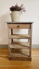 Load image into Gallery viewer, Vintage rustic zinc top console with drawer