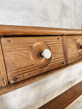Load image into Gallery viewer, Antique wall shelf with drawers and hooks
