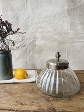 Load image into Gallery viewer, Antique fluted hand blown glass Art Deco bonbonnière biscuit jar