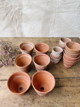 Load image into Gallery viewer, Antique hand thrown terracotta seedling pots