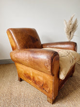 Load image into Gallery viewer, Vintage French Leather Club armchair