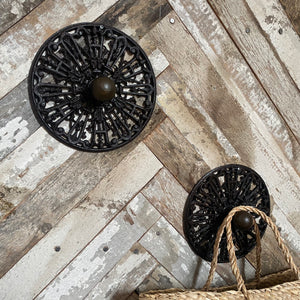 Antique French cast iron decorative coat hooks