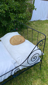 Vintage French large wrought iron bed