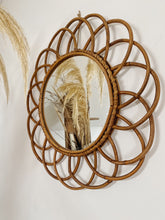 Load image into Gallery viewer, Vintage French Wicker Daisy Mirror