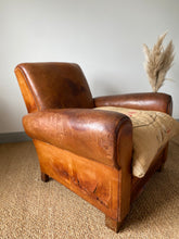 Load image into Gallery viewer, Vintage French Leather Club armchair