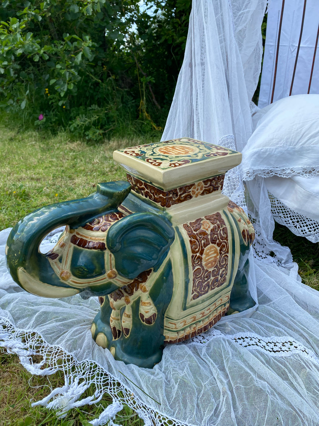 Vintage Hollywood Regency style Elephant plant pot stand