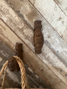 Antique French decorative door knobs coat hooks pair