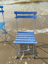 Load image into Gallery viewer, Vintage folding chairs in shades of blue