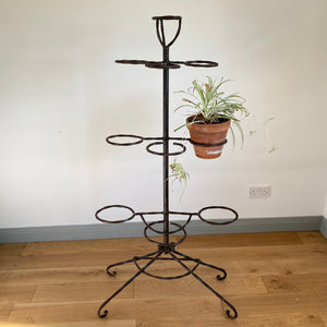 Vintage hand forged wrought iron plant stand