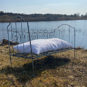 Vintage wrought iron day bed, baby blue chipped paint