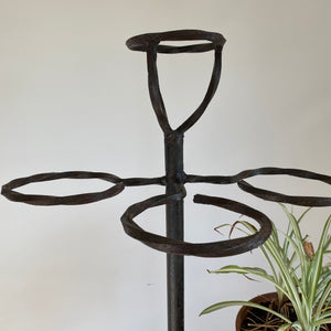 Vintage hand forged wrought iron plant stand