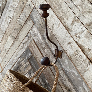 1930s French metal and wood hat and coat hook