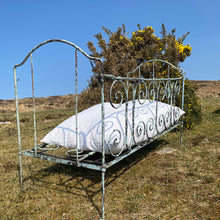 Load image into Gallery viewer, Vintage wrought iron day bed, baby blue chipped paint