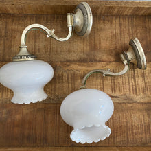 Load image into Gallery viewer, Vintage bistro « opaline » Milk Glass wall lights