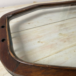 Large early 20th century hardwood, brass and glass butler tray